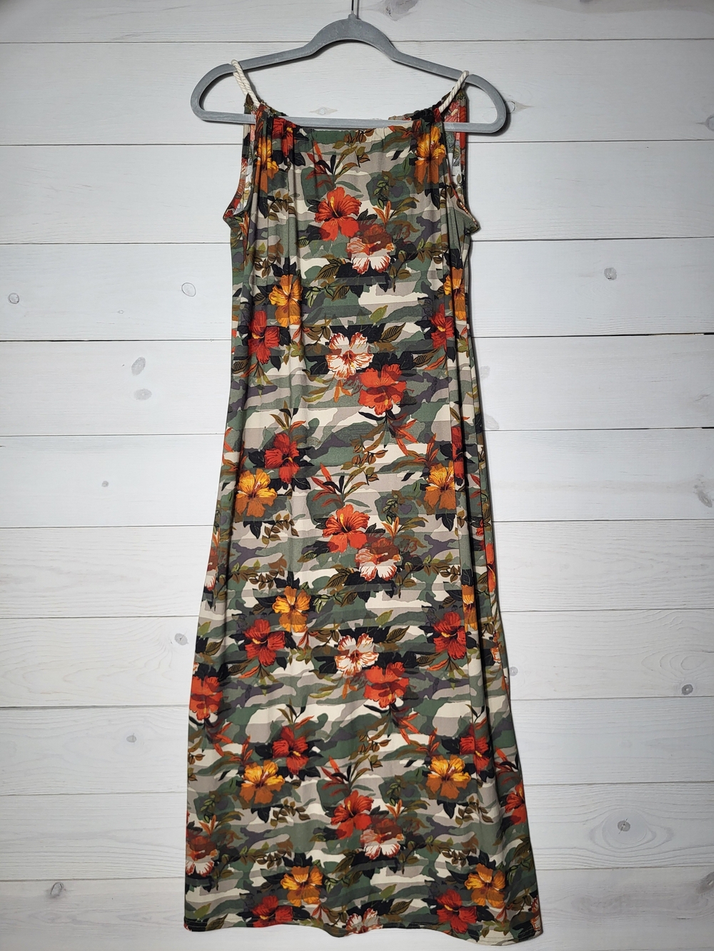 Love Maxi Dress Tropical Floral Camo Y2k Style.
